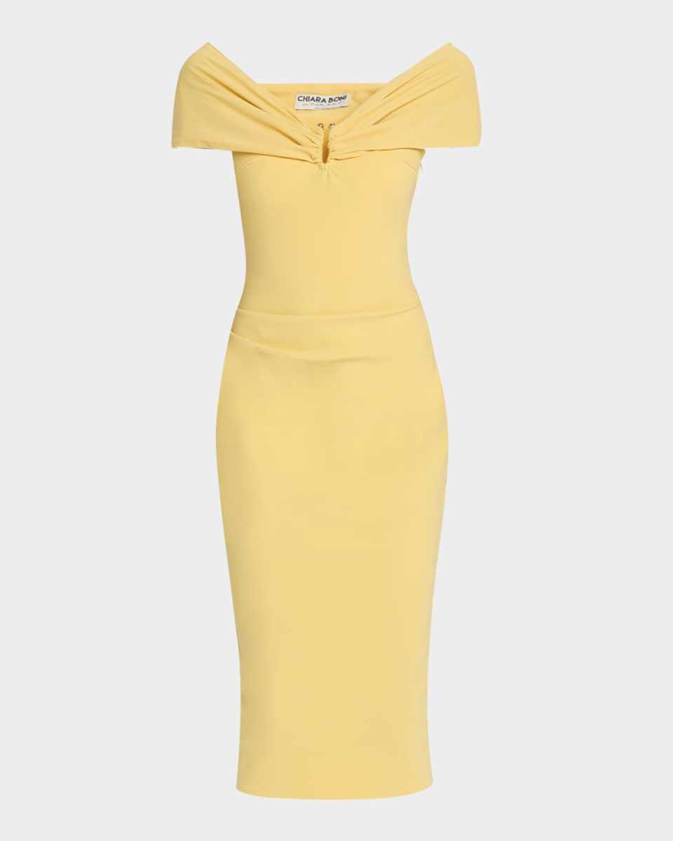 Kyoji Off-Shoulder Midi Sheath Dress